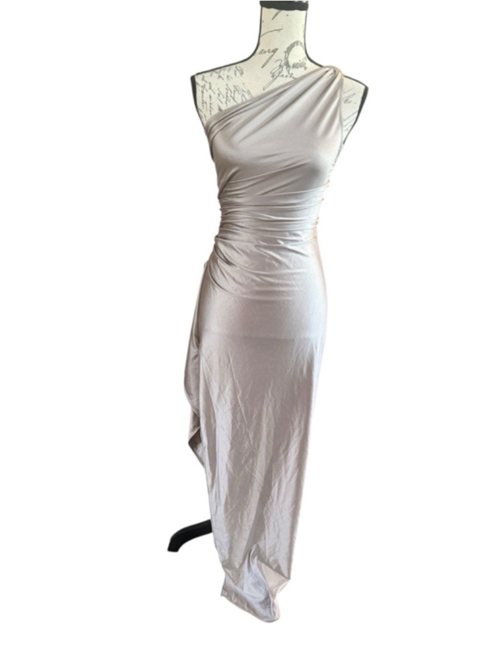 Women's OYS Champagne One Shoulder Dress S - Picture 11 of 12